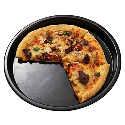 MGCtech Rundes Pizzatablett Backofen-sicheres Backgeschirr Gesund & Hochleistungs Käseserver Für Verwendet Für Brottablett, Pizzateller, Crackerplatte, Backpizza (Color : Black, Size : 10")