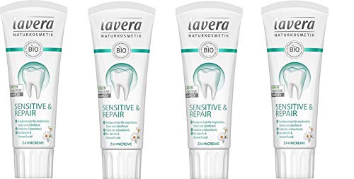 Lavera Zahncreme Sensitive und Repair - mit Bio-Kamille und Natriumfluorid, 4 x 75ml