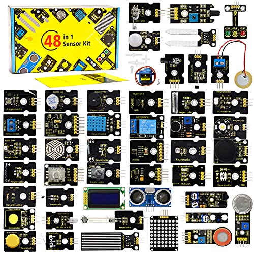 KEYESTUIDO 48 in 1 Sensormodul Bausatz Kompatibel mit Arduino IDE mit Anleitung Programmieren und Elektronik Lernen für Elektronik Projekte (Keine Controller-Karte enthalten)
