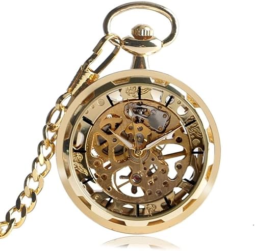 ROLTIN Vintage-Taschenuhr, geformte Taschenuhr, Vintage-Uhr-Halskette, Steampunk-Skelett, mechanische Taschenuhr, Anhänger, Handaufzug, Herren- und Damenkette, Geschenk