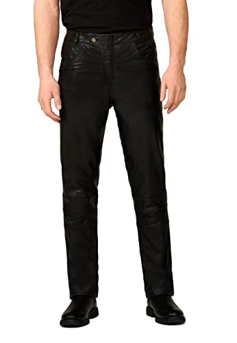 RICANO Franklin 2 - Herren Lederhose im 5-Pocket Stil (Jeans Optik) aus echtem Ziegen Nappa Leder in Schwarz oder Braun (Schwarz, 36)