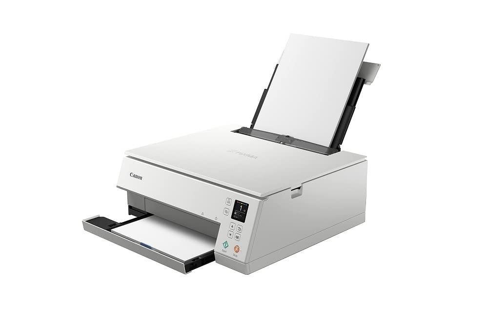 Canon PIXMA TS6351a Drucker Farbtintenstrahl Multifunktionsgerät DIN A4 (Scanner, Kopierer, Fotodrucker, OLED, 4.800 x 1.200 dpi, USB, WLAN, AirPrint, 5 Tinten, Duplexdruck, 2 Papierzuführungen), weiß