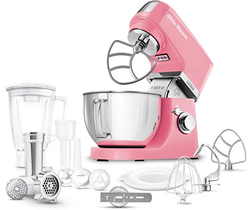 SENCOR STM 6354RD Multifunktions-Küchenmaschine, (1000 Watt, Rührmaschine, Knetmaschine, mit Edelstahlschüssel 4,5 L) rosa