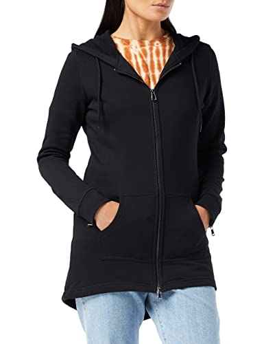 Urban Classics Damen Sweatjacke Ladies Sweat Parka, lange Kapuzenjacke im Stil eines Zip Hoodie - Farbe schwarz, Größe XS