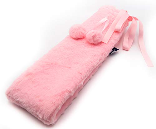axion - lange Wärmflasche mit Bezug - in pink-Plüsch mit Pompons