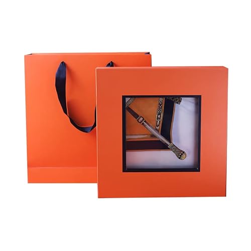 Klappe Geschenkbox Aufbewahrungsschal Seide Verpackungsbox Quadratisch Orange Geburtstag Jubiläum Überraschungsgeschenke Geschenkverpackungsboxen schön