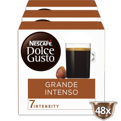 NESCAFÉ Dolce Gusto Grande Intenso | 48 Kaffeekapseln | Arabica Bohnen aus Ostafrika und Südamerika | Haselnussbraune Crema | Aromaversiegelte Kapseln | 3er Pack (3 x 16 )