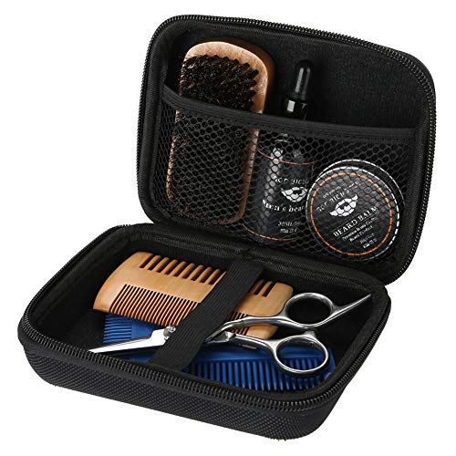 Bartpflege-Set, 7 Teile/satz Tragbares Bartpflege-Set mit Schere, Bartcreme, Aufbewahrungstasche, Bartbürste, Bartkammund Bartöl für die Schnurrbartpflege