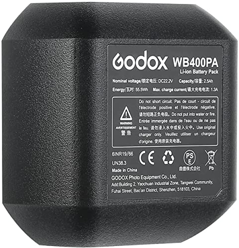 Godox AD400Pro Ersatzakku WB400P Kompatibel mit Godox AD400 Pro Studio-Flash-Strobe mit DC 21.6V 2600mAh 56.16Wh Hochleistungs Lithium Foto Zubehör Zubehör