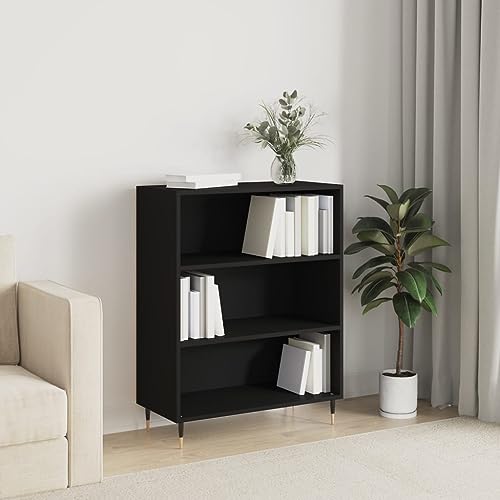 QZZCED Dekoratives Regal Wohnzimmerregal Bücherschrank Büro-Bücherregal Bücherregal Schwarz 69.5x32.5x90 cm Holzwerkstoff für Büro, Arbeitszimmer, Küche