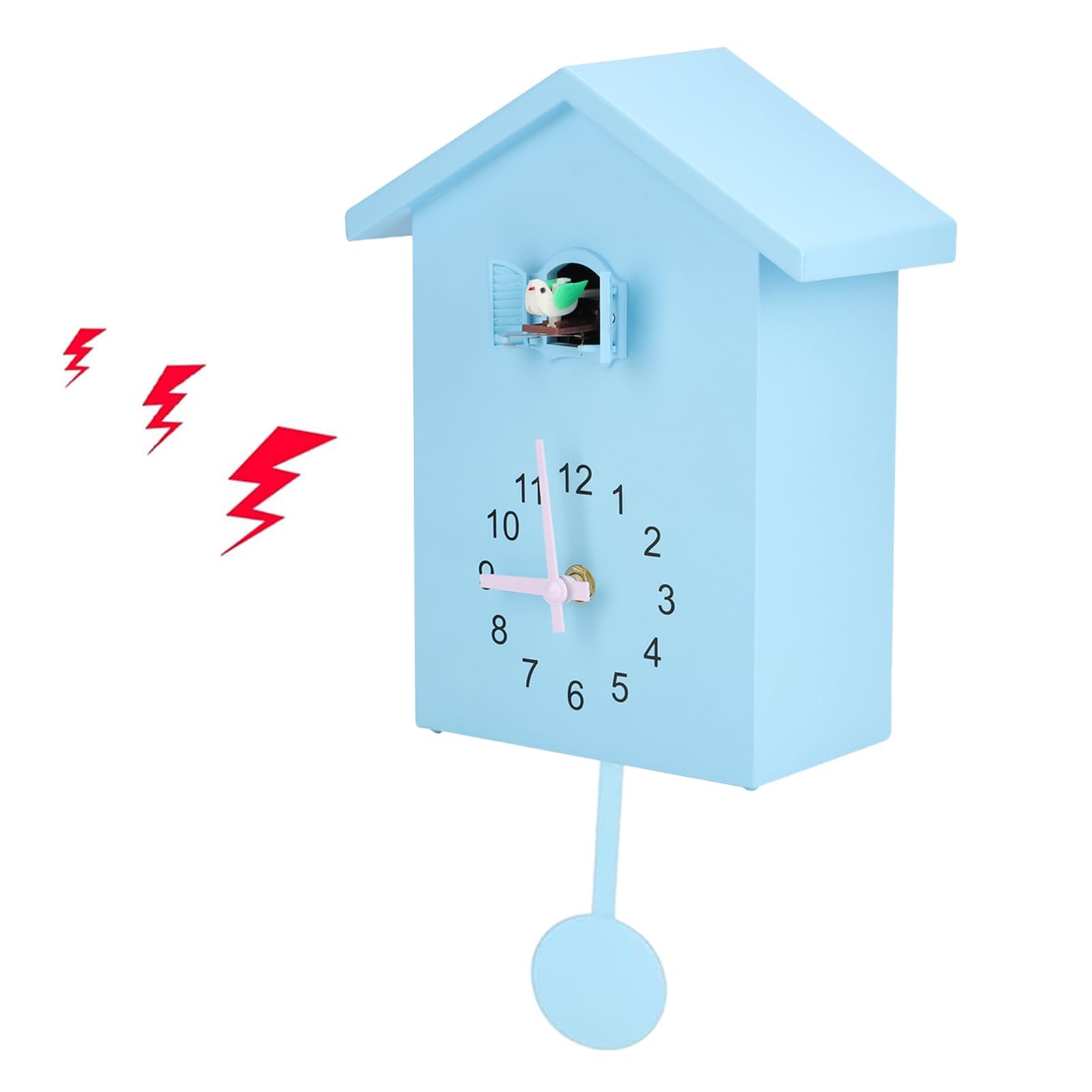HERCHR Moderne Kuckucksuhr, Birdhouse blau Wanduhr Kuckucksuhr aus dem Fenster, Kleiner Vogelstunden Uhr für Zuhause Wohnzimmer Küche Büro Dekor