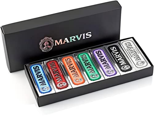 Marvis Zahnpasta Flavored Collection 25ml 1 Set enthält 7 verschiedene Arten von aromatisierten Zahnpasta in Reisegröße, sensationeller Geschmack für eine lang anhaltende Frische