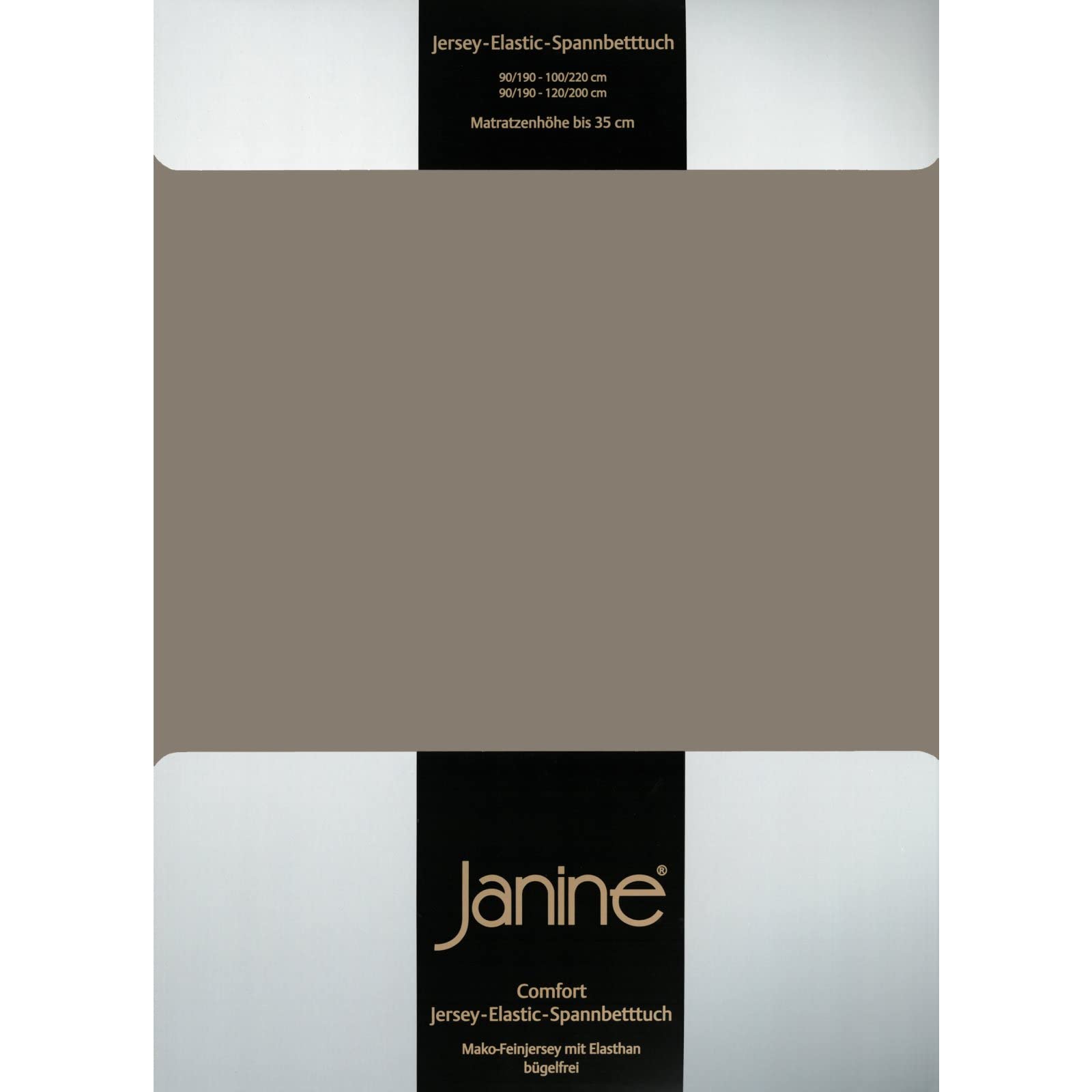 Janine Spannbettlaken Elastic - extra weiches und elastisches Spannbetttuch - für Matratzen 90x190cm bis 120x200cm Taupe