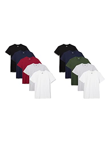 Lower East Herren T-Shirt mit Rundhalsausschnitt, 10er Pack, Mehrfarbig (Schwarz/Weiß/navy/Grau/rot/Grün), Small