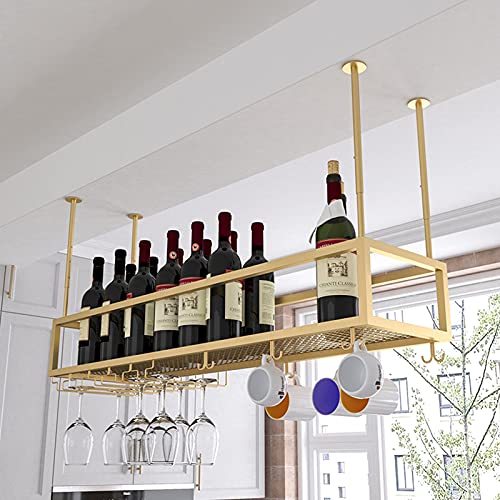 Weinregal Decken-Weinregale, hängendes Weinglasregal, Stielglashalter, Weinflaschenhalter aus Metall, höhenverstellbar, Kelchaufbewahrung, Dekorationsregal für Bars, Restaurants, Küchen – moderne