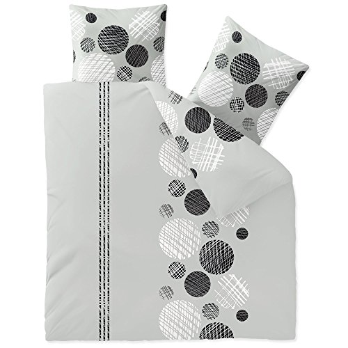 aqua-textil Trend Bettwäsche 200 x 220 cm 3teilig Baumwolle Bettbezug Celina Punkte Streifen Grau Schwarz Weiß