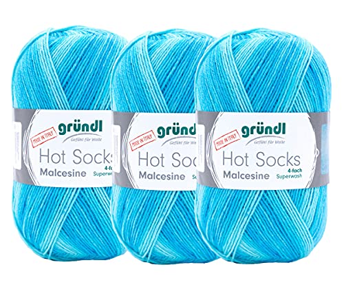 Max Gruendl, Hot Socks Malcesine 4-fach, Wolle (75% Schurwolle (superwash), 25% Polyamid) (3 Knäuel, pool multicolor)