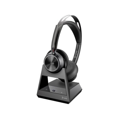 Poly - Voyager Focus 2 UC USB-C Headset with Stand (Plantronics) - Bluetooth Dual-Ear (Stereo) Headset with Boom Mic - USB-C PC/Mac Compatible - Active Noise Canceling - Works with Teams, Zoom & more