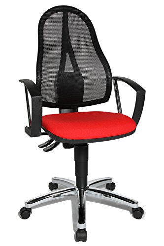 Topstar Point 60 Net, ergonomischer Bürostuhl, Schreibtischstuhl, inkl. feste Armlehnen A1, Stoff, Rot/Schwarz