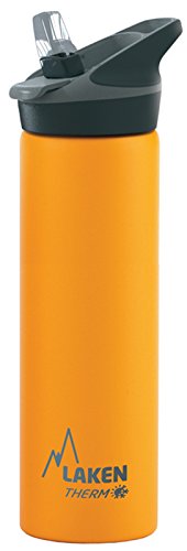Laken Thermo Jannu Isolierte Edelstahl Kinder-Wasserflasche mit großer Öffnung, Unisex, gelb
