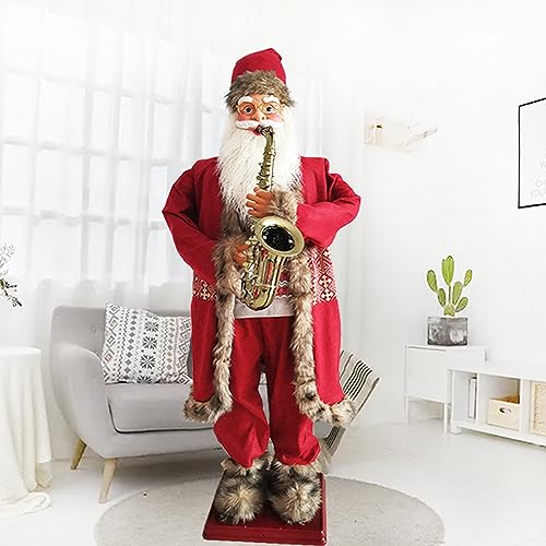 ZZYYZZ Singender, Tanzender Weihnachtsmann, lebensgroße elektrische Weihnachtsmannstatue, animierter Weihnachtsmann, musikalische bewegliche Figur, Weihnachtsdekoration,5