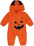 MOMBEBE COSLAND Halloween Kostüm Baby Jungen Kürbis Strampler (12-18 Monate, Orange)