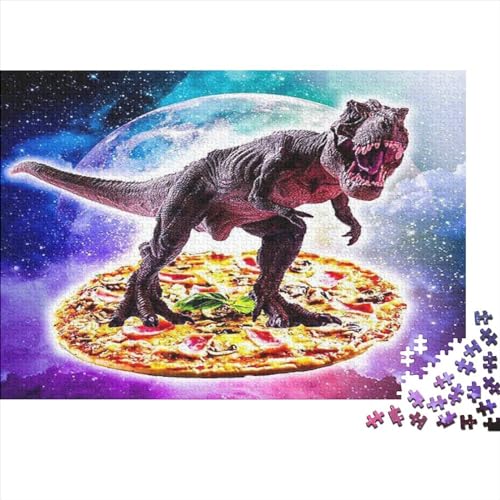 Dinosaur on Pizza Puzzles Für Erwachsene, 1000 Teile. Entpacken Sie Spielpuzzles, Puzzles 1000 Teile Für Erwachsene, Geschenke 1000pcs (75x50cm)