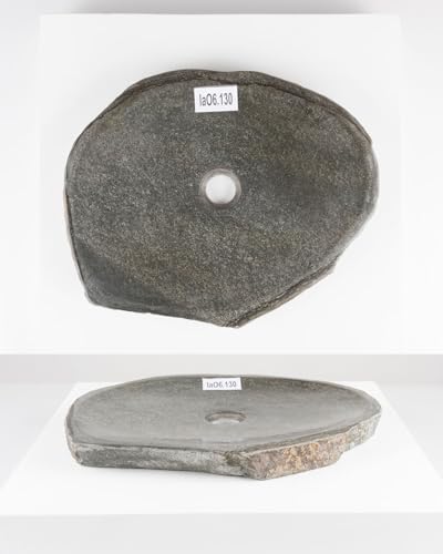 50 cm rundes Naturstein Waschbecken in grau und flach von WOHNFREUDEN - Mit Unikatauswahl