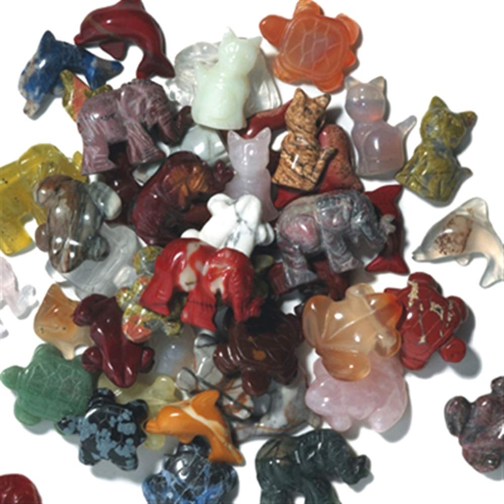 Maulwurf - Geschenke aus der Natur Mischpack gebohrte Tiere aus Edelstein (hochwertige Gravuren, ca.2,5-3cm) 50 Stück, gemischte Steinsorten, 1.2 kg