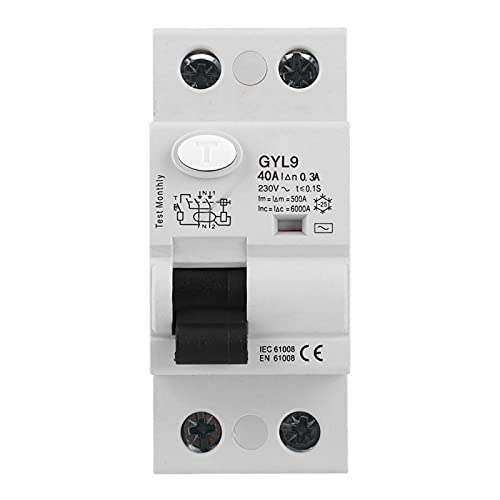 Schutzschalter 2P 230V 50/60Hz IP20 Elektrischer Leckschutz Fehlerstromschutzschalter(2P-40A-300mA)