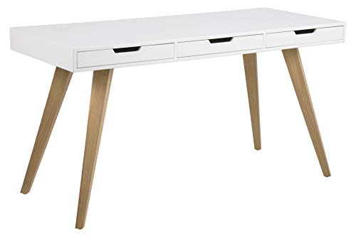AC Design Furniture Schreibtisch Melanie, B: 141,8 x T:60 x H: 75,8 cm, MDF, Weiss