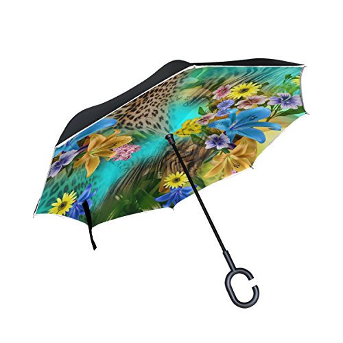 ISAOA Gro?er Regenschirm, umgekehrter Regenschirm, winddicht, doppellagige Konstruktion, umgekehrt, faltbarer Regenschirm f¨¹r Autoregen im Freien, C-f?rmiger Griff, Regenschirm f¨¹r Damen und Herren
