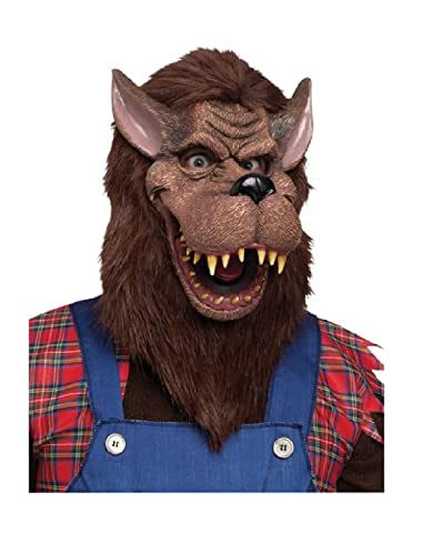 MIMIKRY Großer Böser Wolf Überkopf PVC Maske mit Fell Werwolf Halloween Märchen Cartoon