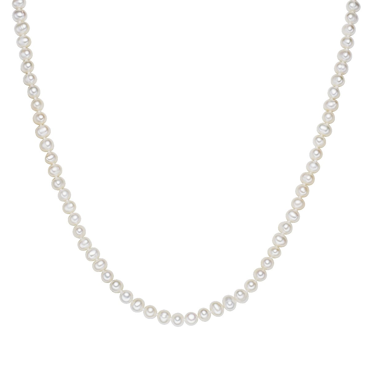 Valero Pearls Damen-Kette Hochwertige Süßwasser-Zuchtperlen in ca. 6 mm Oval weiß 120 cm - Perlenkette Halskette mit echten Perlen 340201