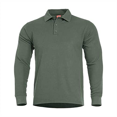 Pentagon Aniketos Polo Shirt Langarm Camo Green, M, Oliv