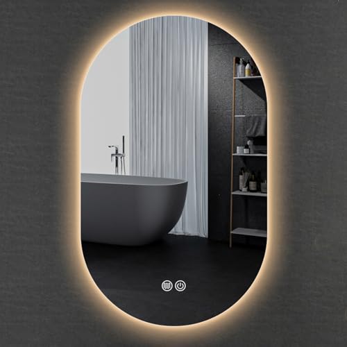 GAJUST Badezimmer-Spiegel ohne Rahmen,Dimmbarer Schminkspiegel mit Touchschalter,LED Badspiegel mit Speicherfunktion,Wandmontage(60cmX90cm/23.6inX35.4in)