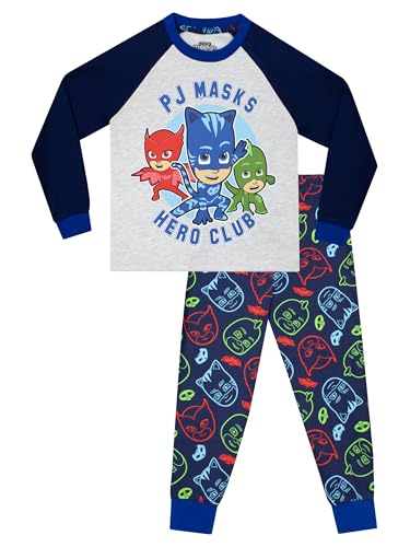 PJ Masks Schlafanzug Jungen | Pyjama Kinder Junge | Cayboy, Owlette, Gekko Schlafanzüge Kinder | Mehrfarbig 128