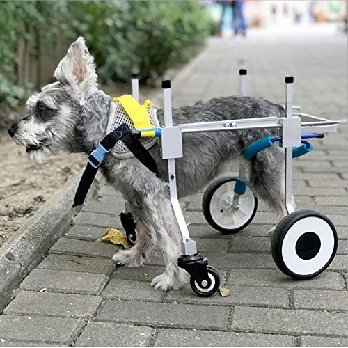 Sobotoo Rollstuhl, verstellbar, volle Stützung für Haustiere, 4 Räder, Hundewagen vorne und hinten Beine, Rehabilitation für behinderte kleine Hunde, Welpen, Katzen