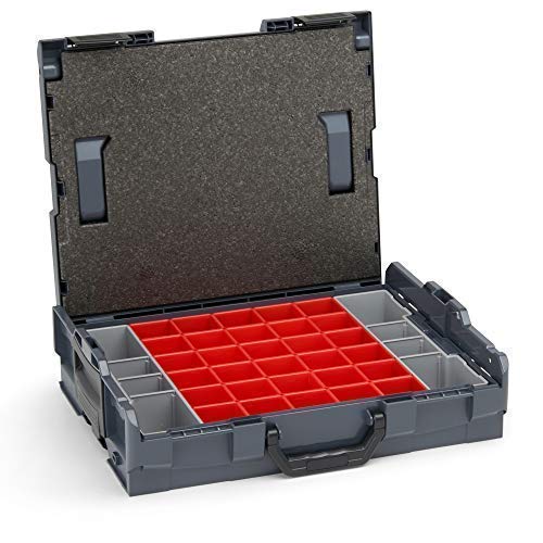Bosch Sortimo Werkzeugkoffer-Set • L-Boxx 102 anthrazit • bestückt mit Ordnungssystem Insetboxen-Set A3