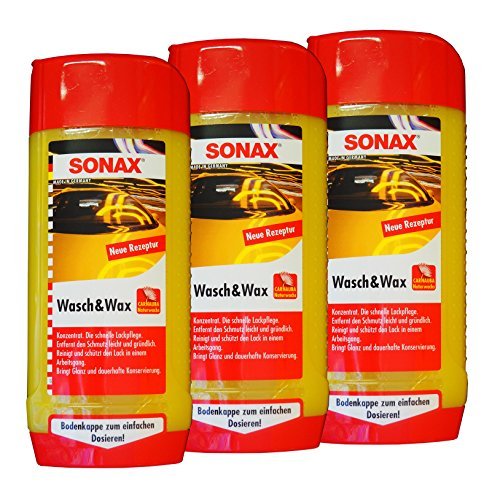 Preisjubel 6 x SONAX Wasch&Wax 500ml, Auto-Shampoo, Autowäsche, Auto-Wachs, Versiegelung