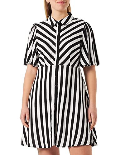 YAS Damen Yassavanna 2/4 Shirt Dress S. Noos Kleid, Black/Stripes:white, M EU