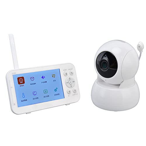 Video-Babyphone mit Hochauflösender Bildschirmkamera und Audio, 5-Zoll-Babyphone 355 ° Drehbares 720P HD-Display Infrarot-LED-Licht Drahtloser Baby-Videomonitor(EU-Stecker)