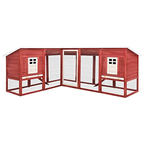 Home Furniture Outdoor Kaninchenstall mit Auslauf rot und weiß massiv Tannenholz