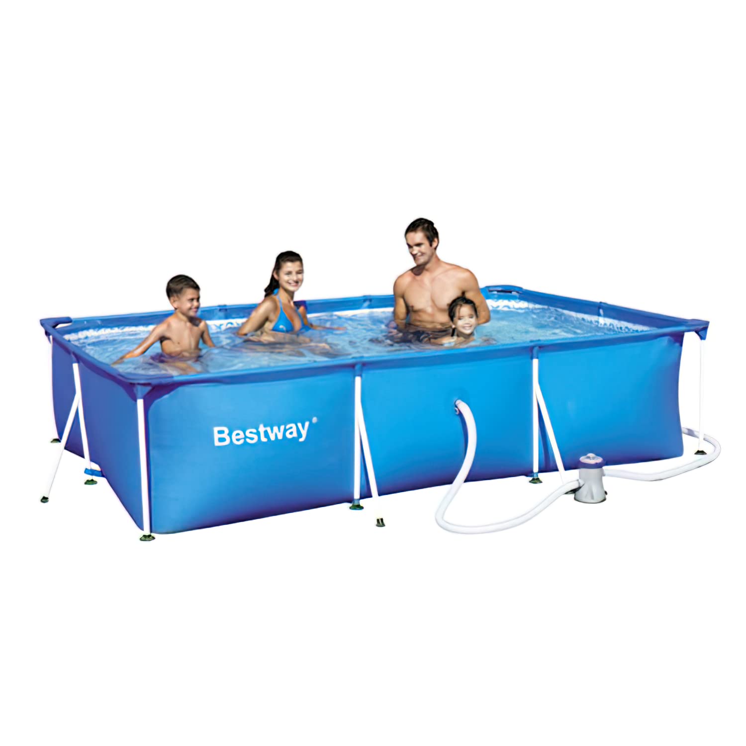 Bestway Frame Pool Deluxe Splash - Steel Pro, Set mit Filterpumpe, 300 x 201 x 66 cm, blau