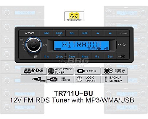 VDO 12 Volt PKW Auto Radio, RDS-Tuner, MP3, WMA, USB, 12V TR711U-BU
