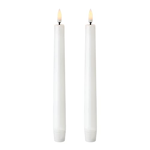 Piffany Copenhagen | Uyuni Lighting flammenlose LED batteriebetriebene konische Kerze mit Schalter | 2,3 cm x 20,5 cm | Nordisches Weiß, 2 Stück