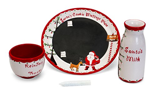 Child to Cherish Weihnachtsmann-Nachrichten-Teller-Set, Keks-Teller, Weihnachtsmann-Milchdose und Rentier Leckerli-Schüssel