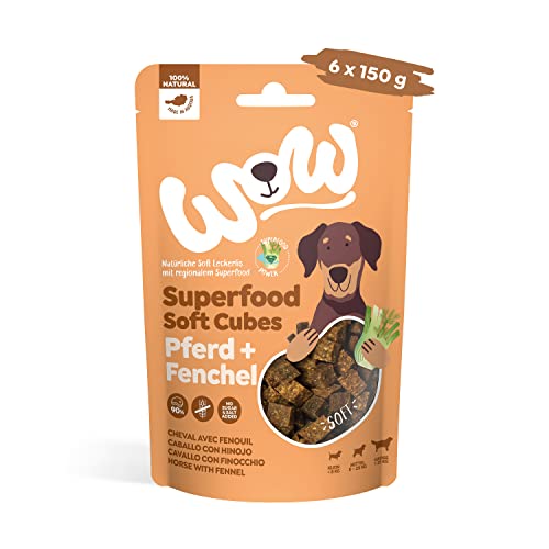 WOW Soft-Snacks I Cubes Pferd I Pferdefleisch mit Fenchel für Hunde I 100% Natur I Nahrungsergänzung I Belohnung beim Spiel & Training (6X 150g)