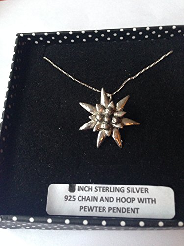 C21 Edelweiss klein sterling-Silber 925 Anhänger echte Halskette prideindetails 50.80 cm Kette, handgefertigt, mit Geschenk-box