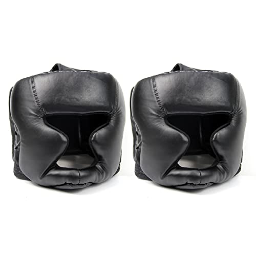 Potadak 2X Schwarze Gute Kopfbedeckung Kopfschutz Trainingshelm Kickboxen Schutzausruestung